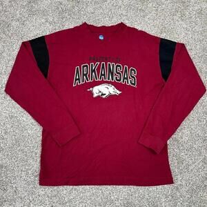Arkansas Razorbacks Football Long Sleeve Shirt Medium NCAA Red Black Property of